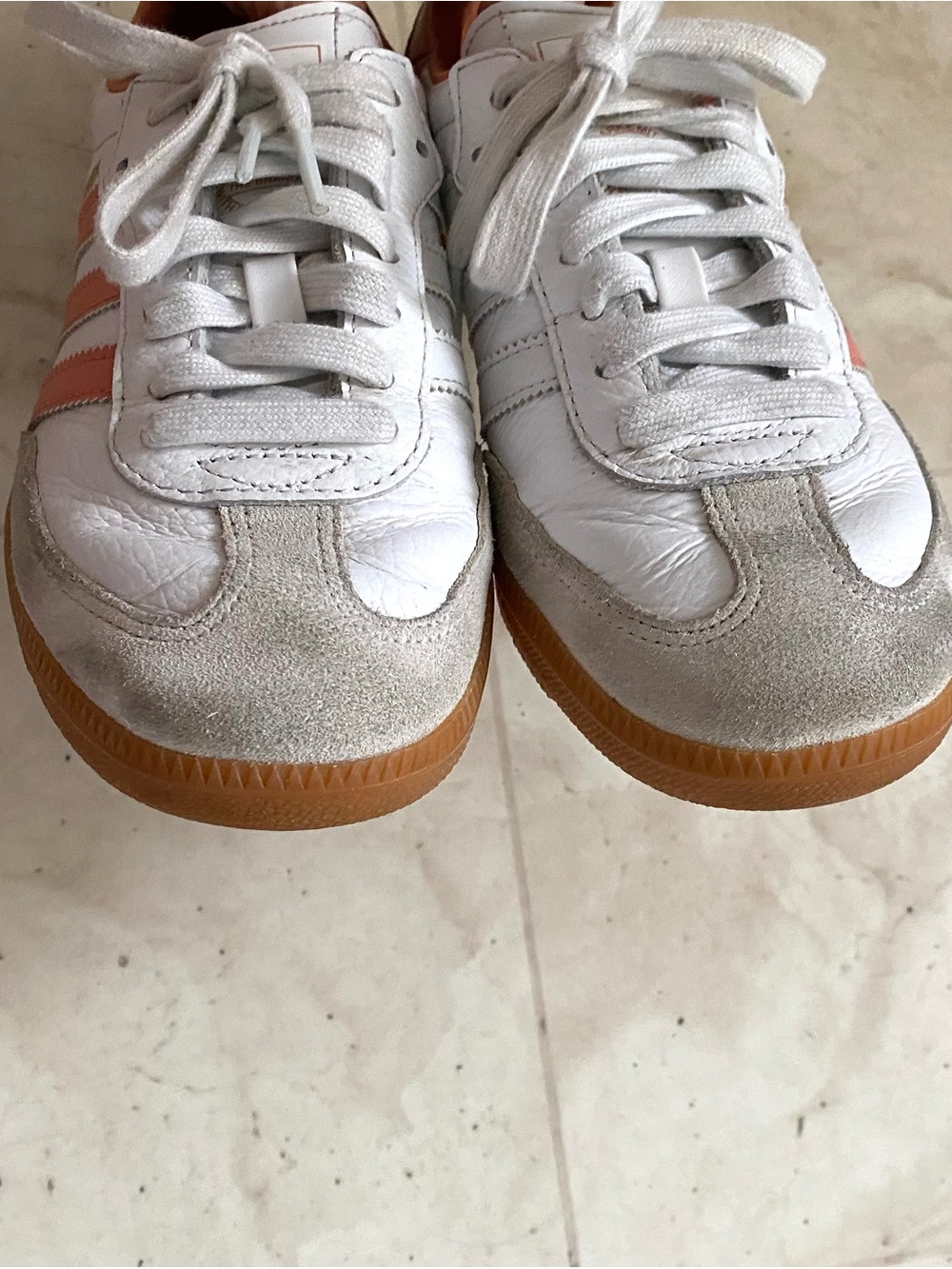 $100 Adidas Samba OG Wonder Clay White & Peach Leather Suede Low Top Sneakers 7 - Picture 9 of 13